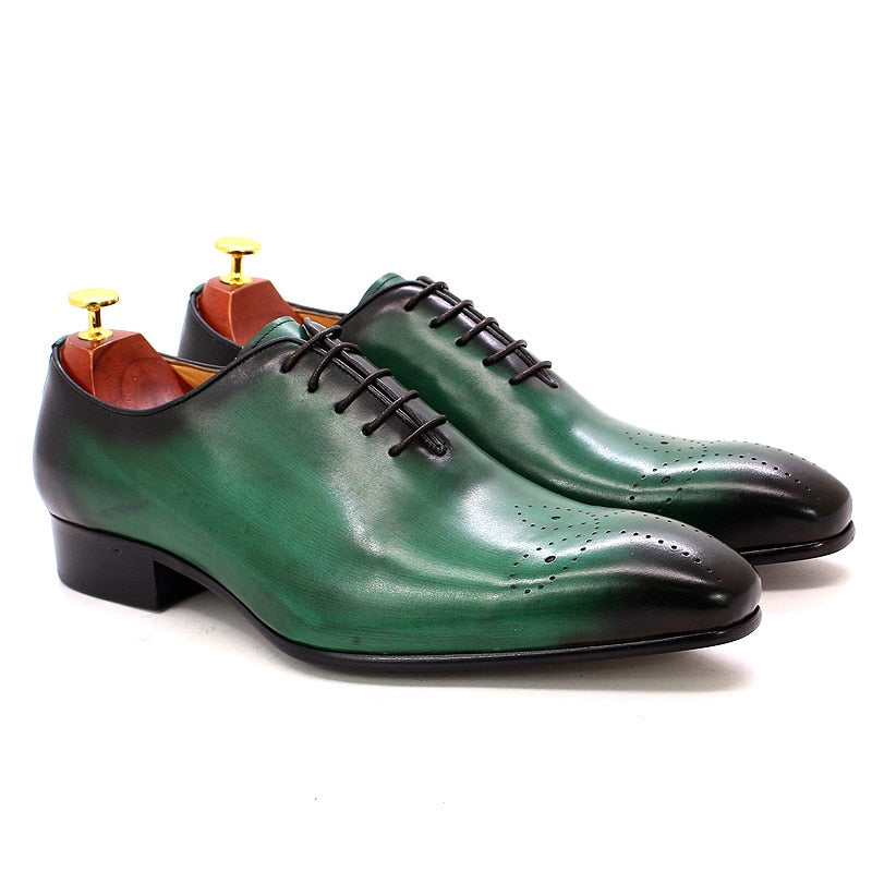 ParGrace Oxfords Leather Men Shoes Whole Cut Fashion Casual Pointed Toe