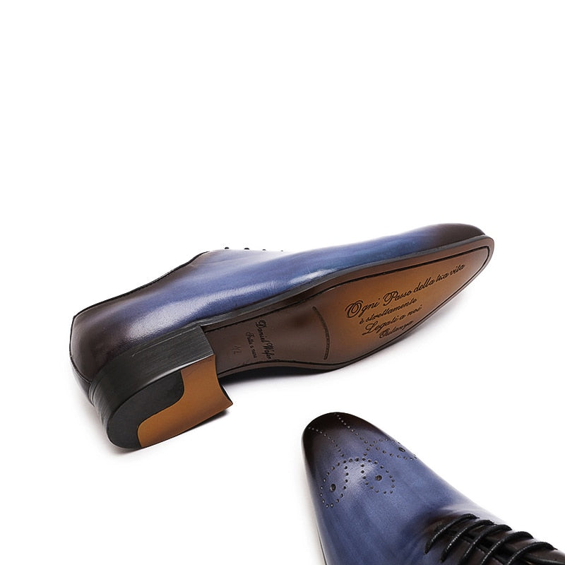 ParGrace Oxfords Leather Men Shoes Whole Cut Fashion Casual Pointed Toe