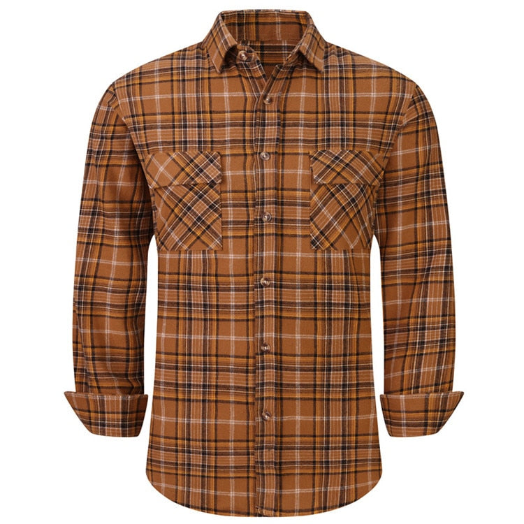 ParGrace Plaid Flannel Shirt  Regular Fit Casual Long-Sleeved Shirts