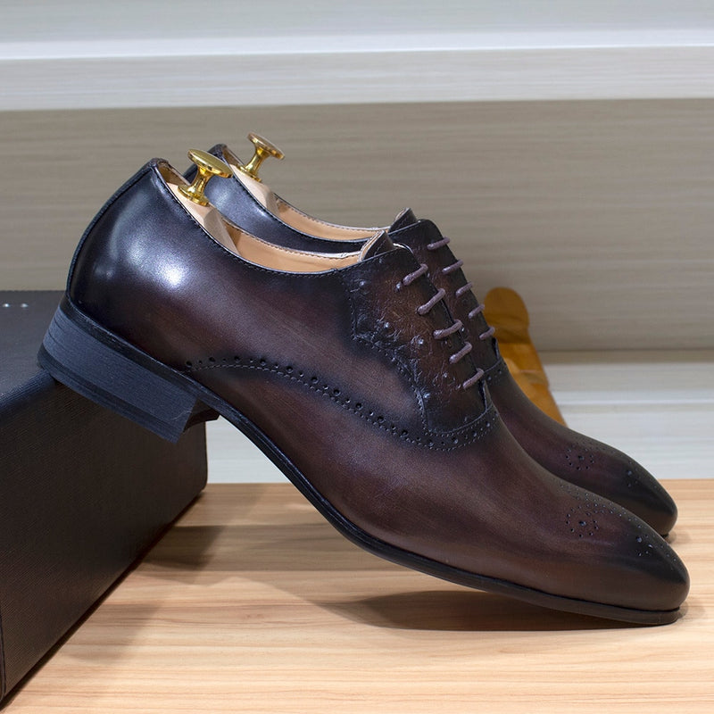 ParGrace Luxury Classic Lace Up Oxford Comfortable Genuine Leather