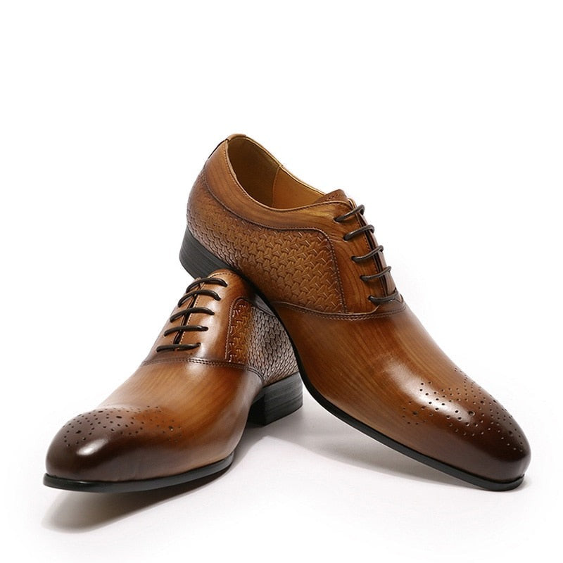 ParGrace Luxury  Genuine Leather Prints Oxford Shoes