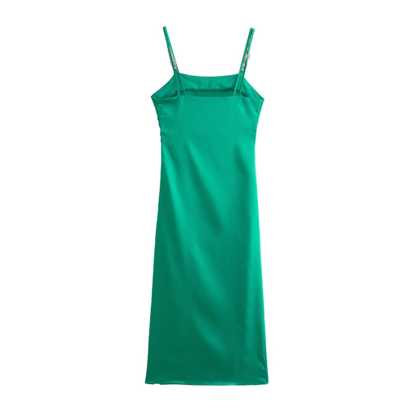 ParGrace Fashion Sea Green Dress Straps with Chains