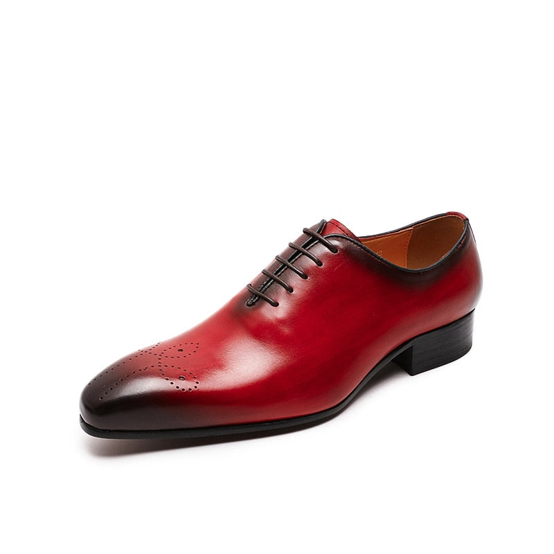 ParGrace Oxfords Leather Men Shoes Whole Cut Fashion Casual Pointed Toe
