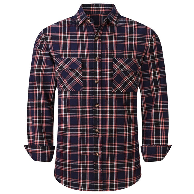 ParGrace Plaid Flannel Shirt  Regular Fit Casual Long-Sleeved Shirts