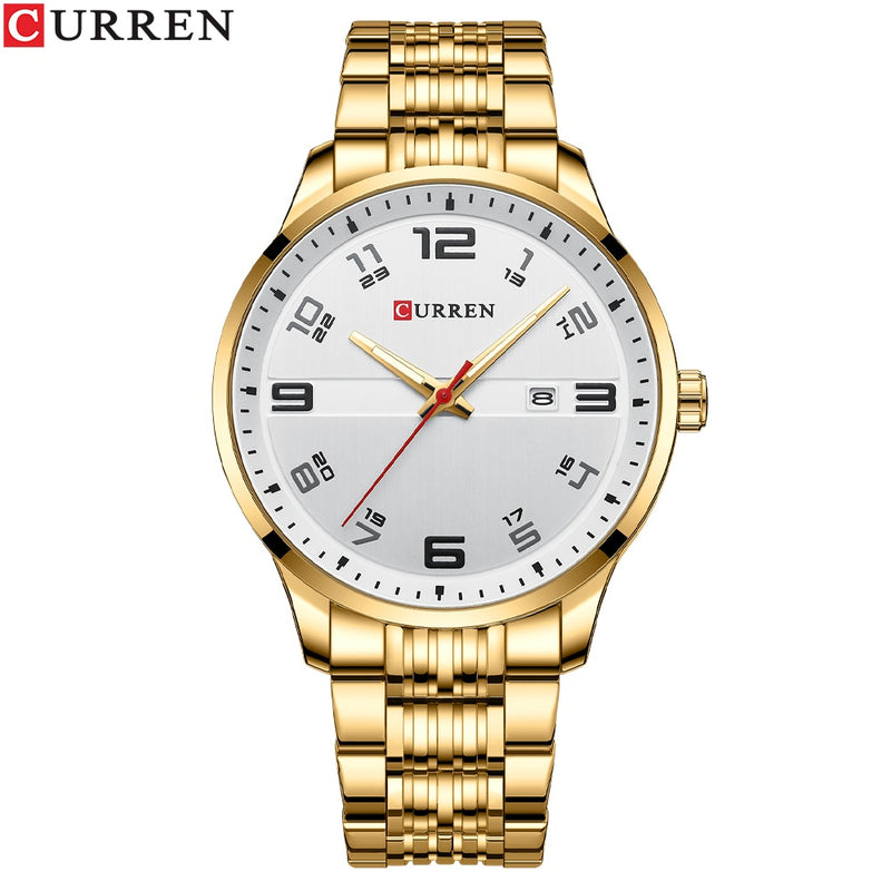 CURREN Auto Date Clock with Luminous  Watches Stainless Steel Quartz Wrsitwatches