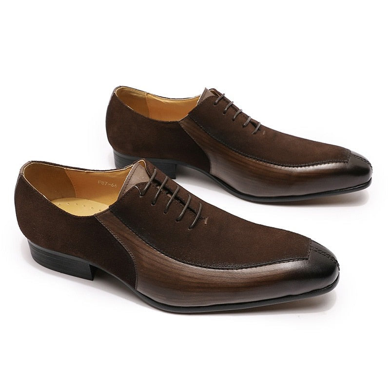 Paulin Oxford – chaussures en daim et cuir, Design de luxe, à lacets
