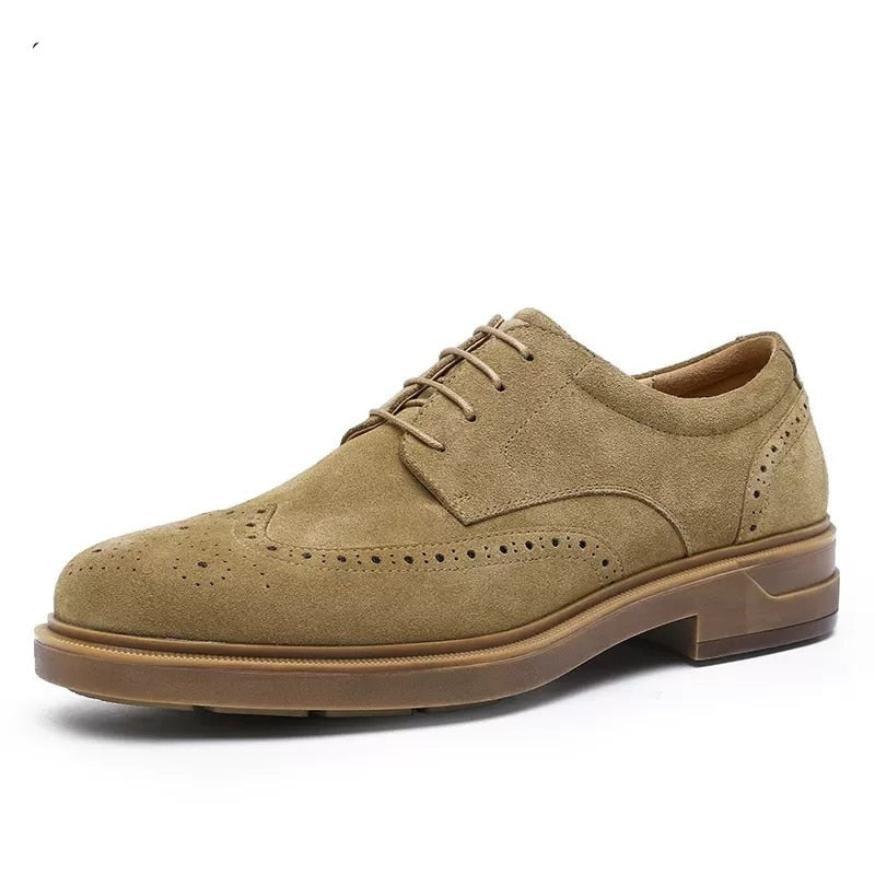 ParGrace Genuine Derby Men Shoes Cow Suede Leather