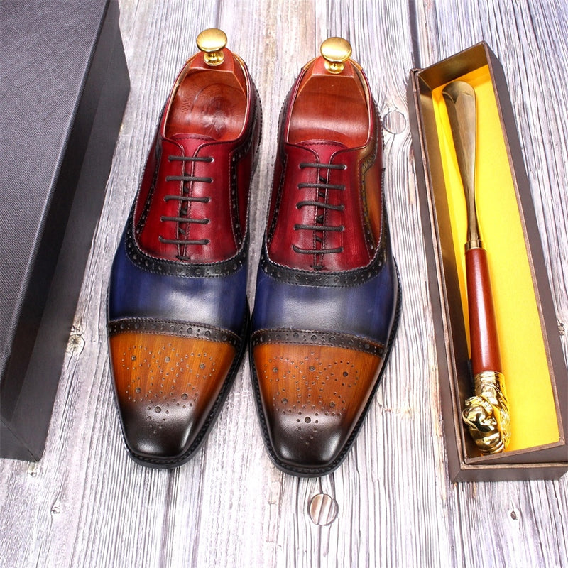 ParGrace‘s Oxford Shoes Handmade Genuine Calfskin Leather Brogue