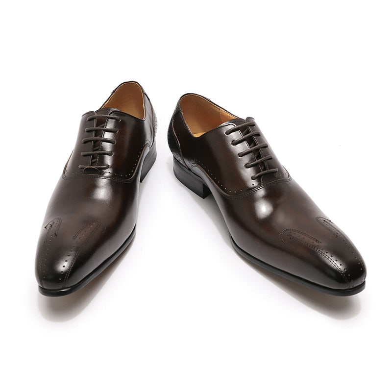ParGrace Genuine Leather Shoes Lace Up for Wedding, Office & Business