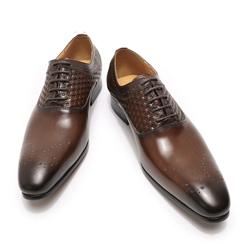 Luxury Men Oxford Brogue Shoes Office Wedding Genuine Leather Shoes for Men