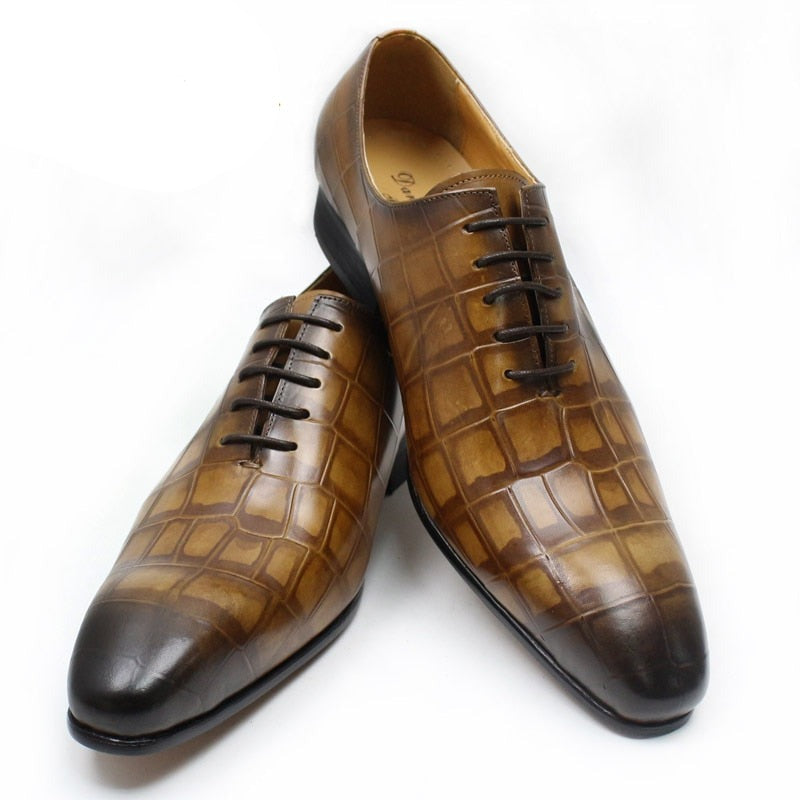 ParGrace New Style  Leather Shoes Crocodile Skin