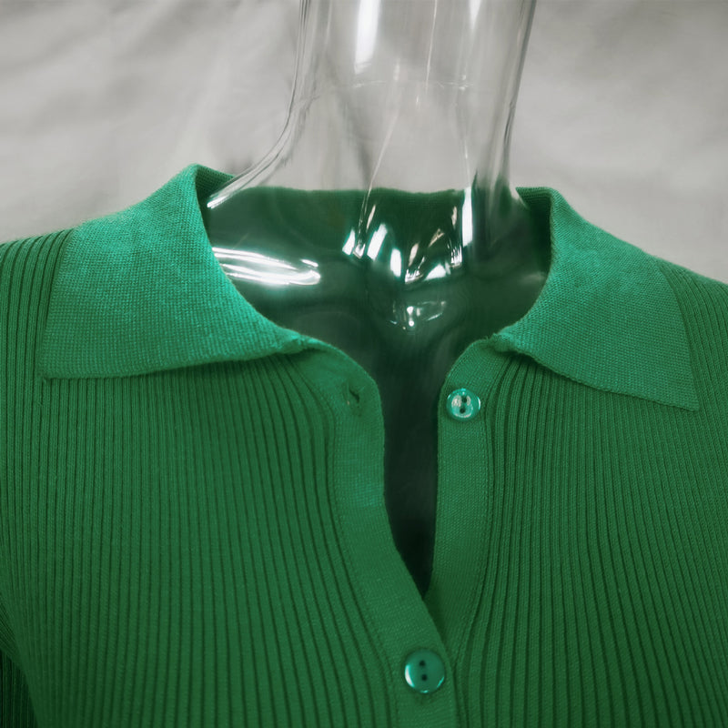 ParGrace Knit Long Sleeve Sweater  Single Breasted Elegant