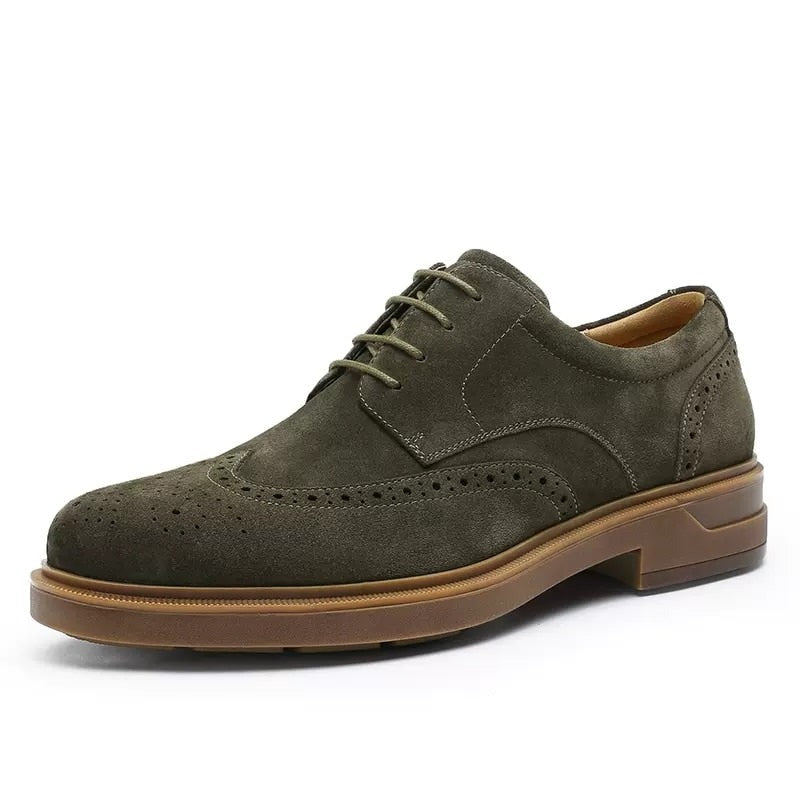 ParGrace Genuine Derby Men Shoes Cow Suede Leather