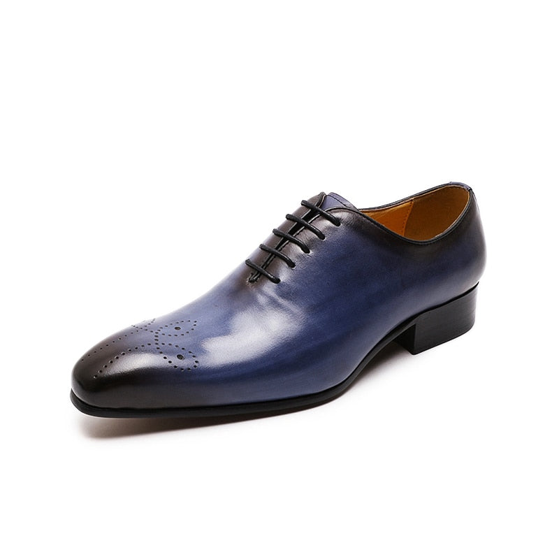 ParGrace Oxfords Leather Men Shoes Whole Cut Fashion Casual Pointed Toe