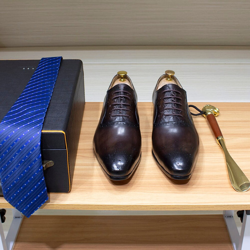 ParGrace Luxury Classic Lace Up Oxford Comfortable Genuine Leather