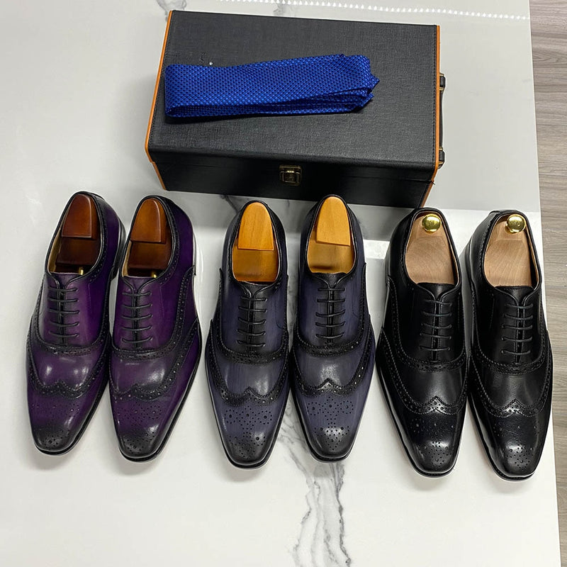 ParGrace  Genuine Leather Calfskin Lace-up Oxfords Brogue