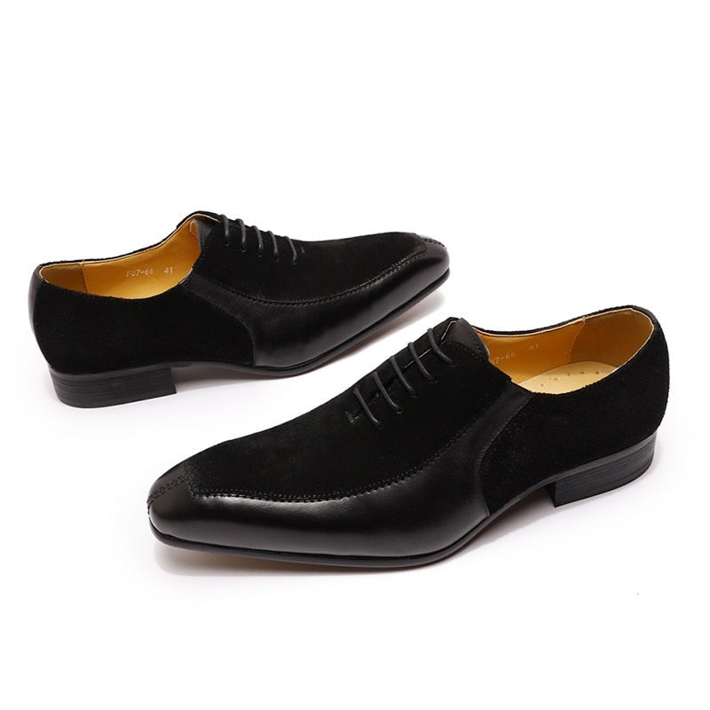 Paulin Oxford – chaussures en daim et cuir, Design de luxe, à lacets