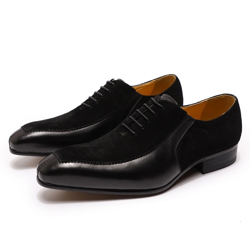 Paulin Oxford – chaussures en daim et cuir, Design de luxe, à lacets