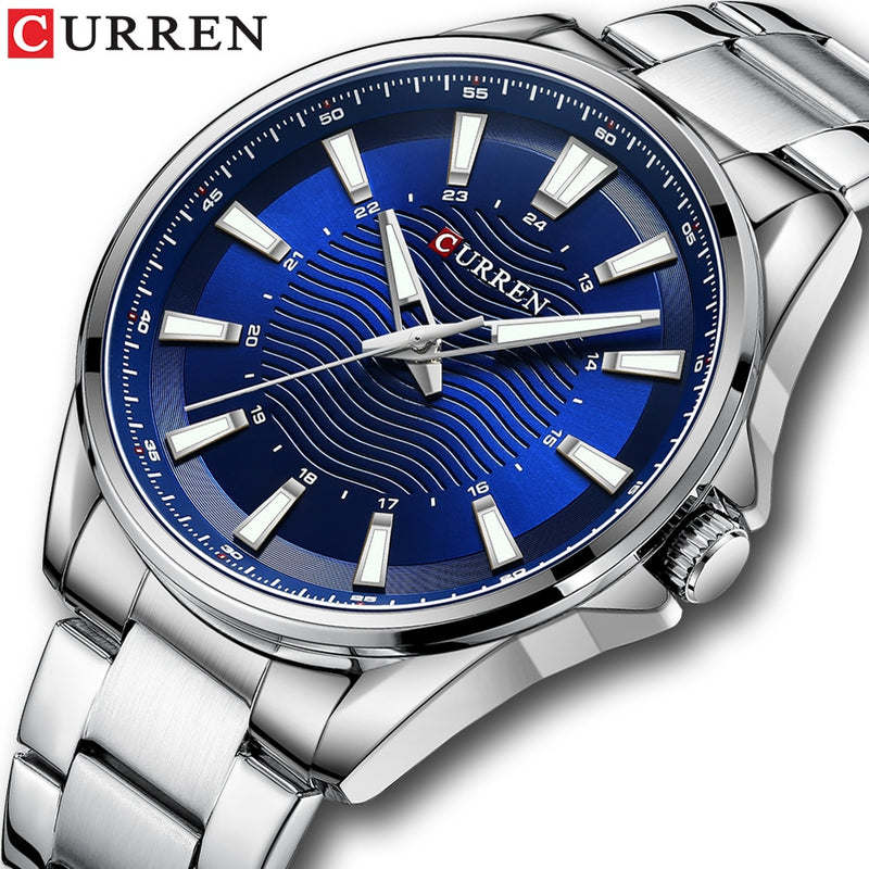 CURREN Classic Simple Stainless Steel Quartz Wrist watches with Luminous Hands