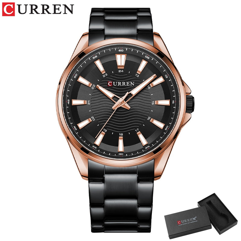 CURREN Classic Simple Stainless Steel Quartz Wrist watches with Luminous Hands