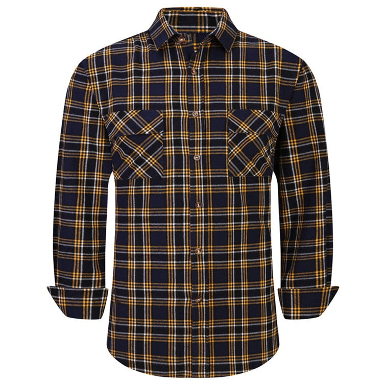 ParGrace Plaid Flannel Shirt  Regular Fit Casual Long-Sleeved Shirts