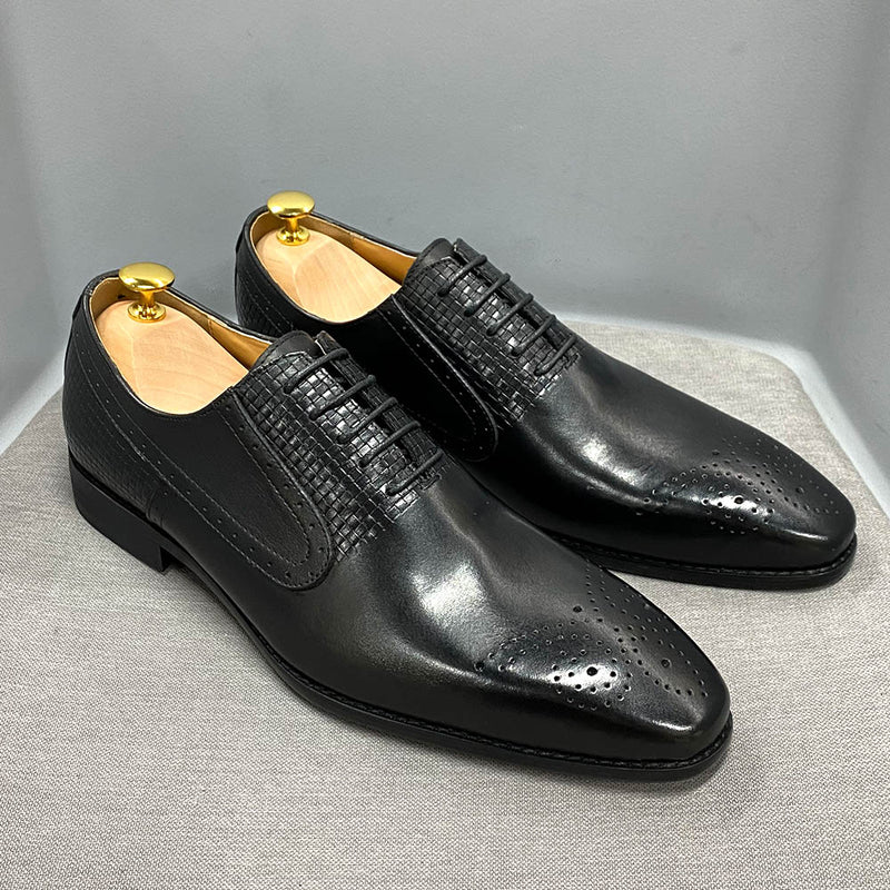 ParGrace Genuine Leather  Lace-Up Oxford Celeo