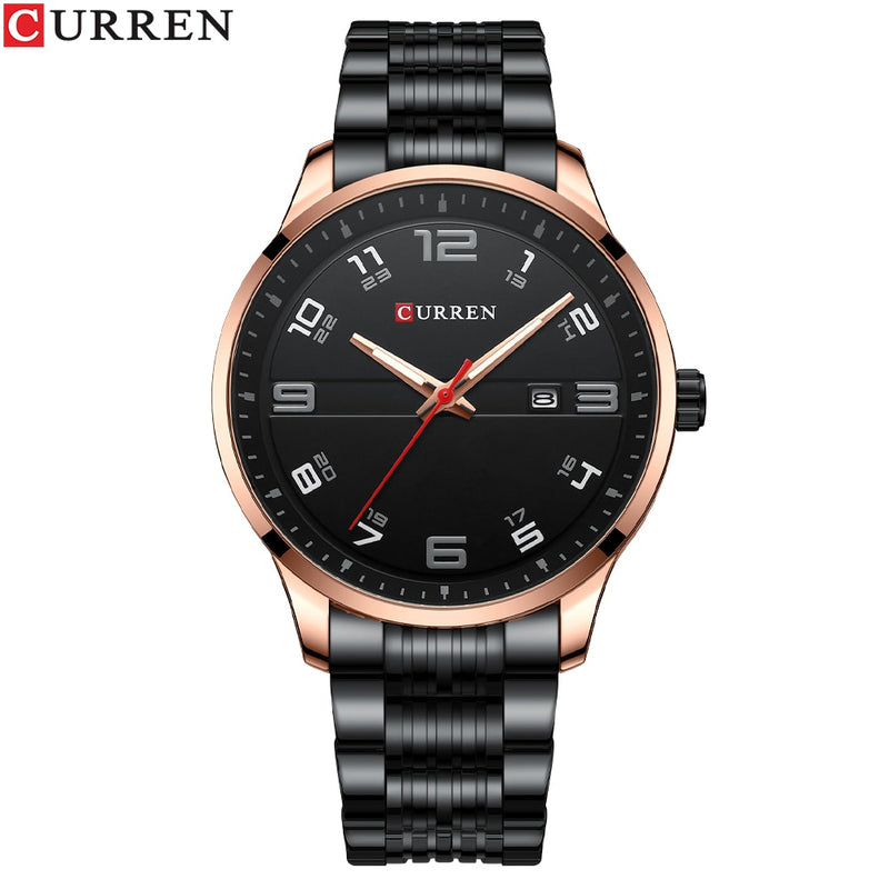 CURREN Auto Date Clock with Luminous  Watches Stainless Steel Quartz Wrsitwatches