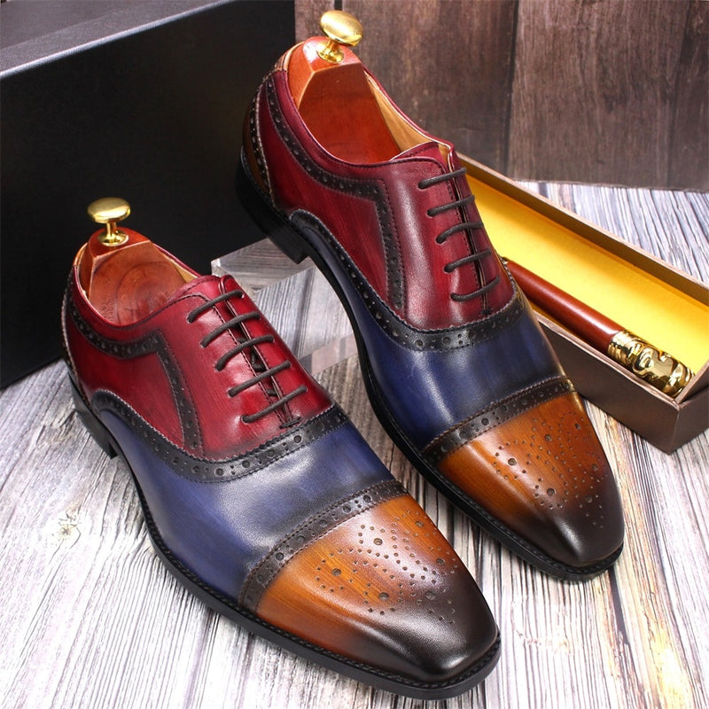 ParGrace‘s Oxford Shoes Handmade Genuine Calfskin Leather Brogue