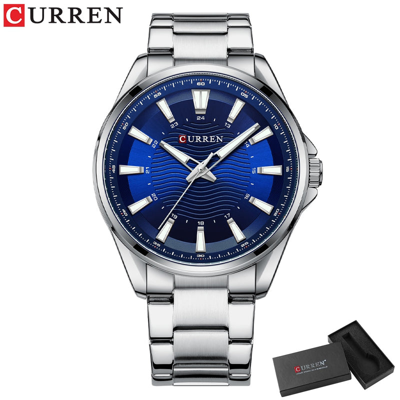 CURREN Classic Simple Stainless Steel Quartz Wrist watches with Luminous Hands