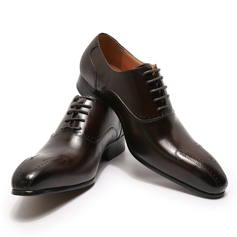 ParGrace Genuine Leather Shoes Lace Up for Wedding, Office & Business