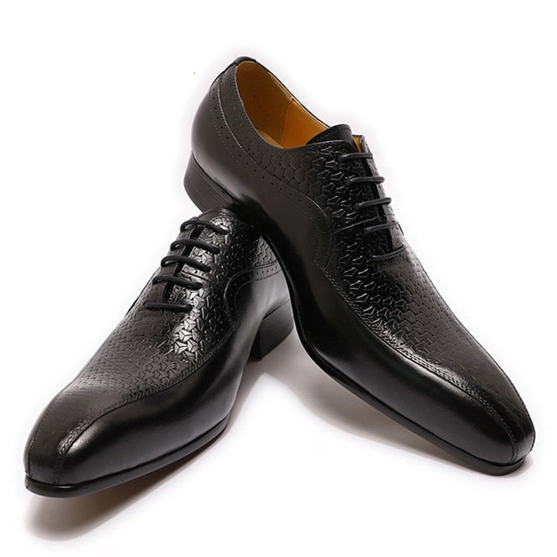 Paulindrix  Oxford Formal  Pointed Toe Lace Up Office  in Genuine Leather Shoes for Men