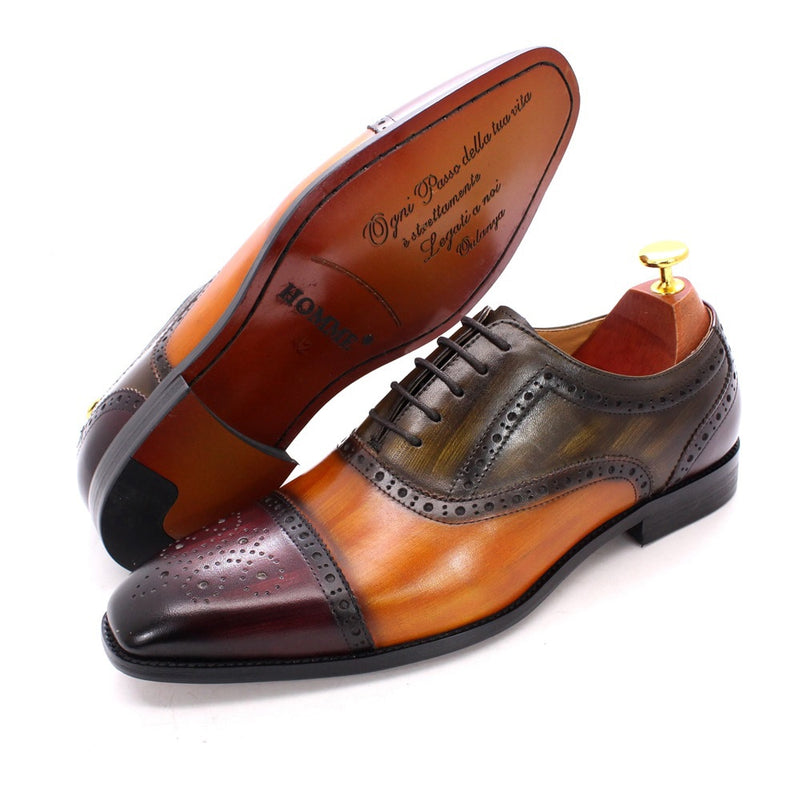 ParGrace‘s Oxford Shoes Handmade Genuine Calfskin Leather Brogue