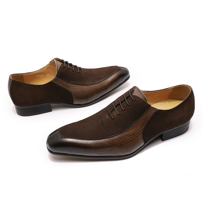 Paulin Oxford – chaussures en daim et cuir, Design de luxe, à lacets