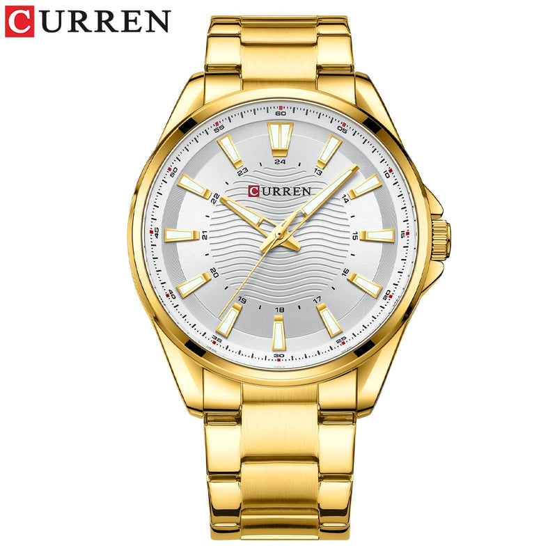 CURREN Classic Simple Stainless Steel Quartz Wrist watches with Luminous Hands