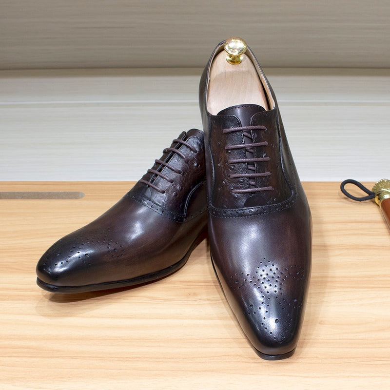 ParGrace Luxury Classic Lace Up Oxford Comfortable Genuine Leather