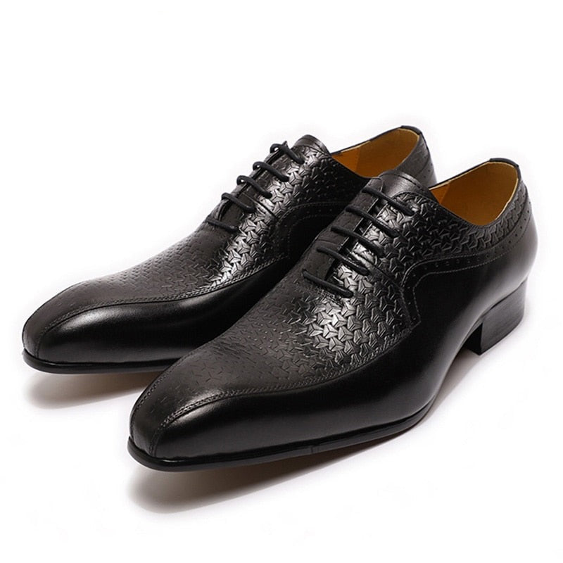 Paulindrix  Oxford Formal  Pointed Toe Lace Up Office  in Genuine Leather Shoes for Men