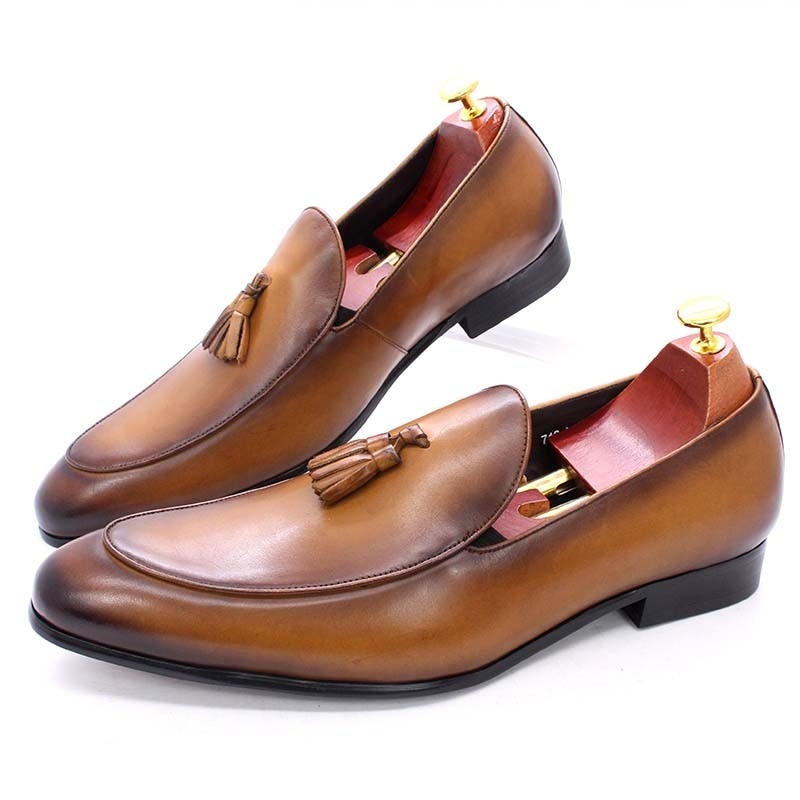 ParGrace Luxury Italian Loafers  Slip on Tassel Loafer  Shoes for Men