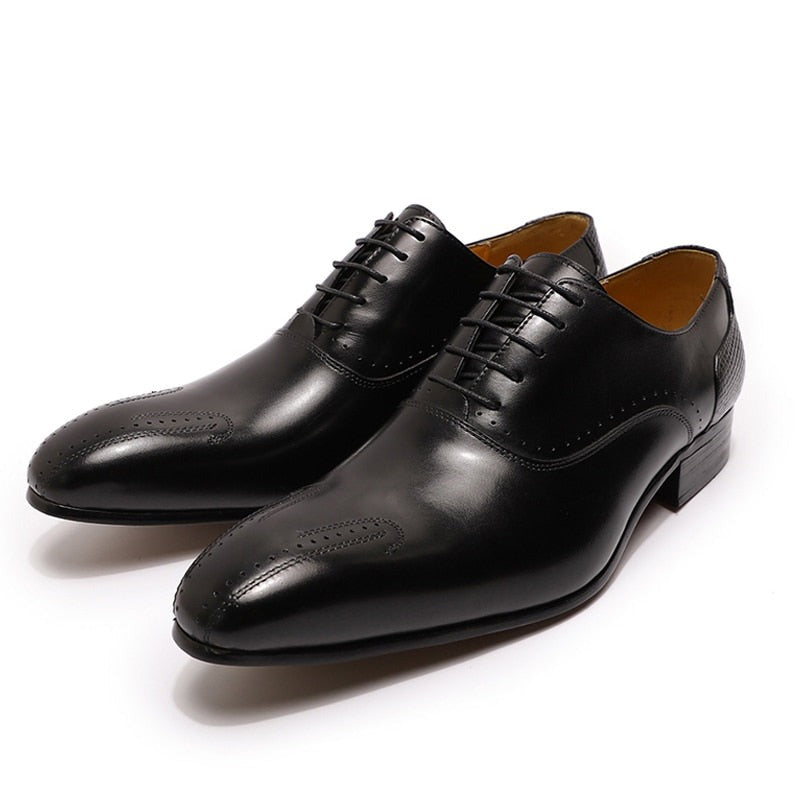 ParGrace Genuine Leather Shoes Lace Up for Wedding, Office & Business
